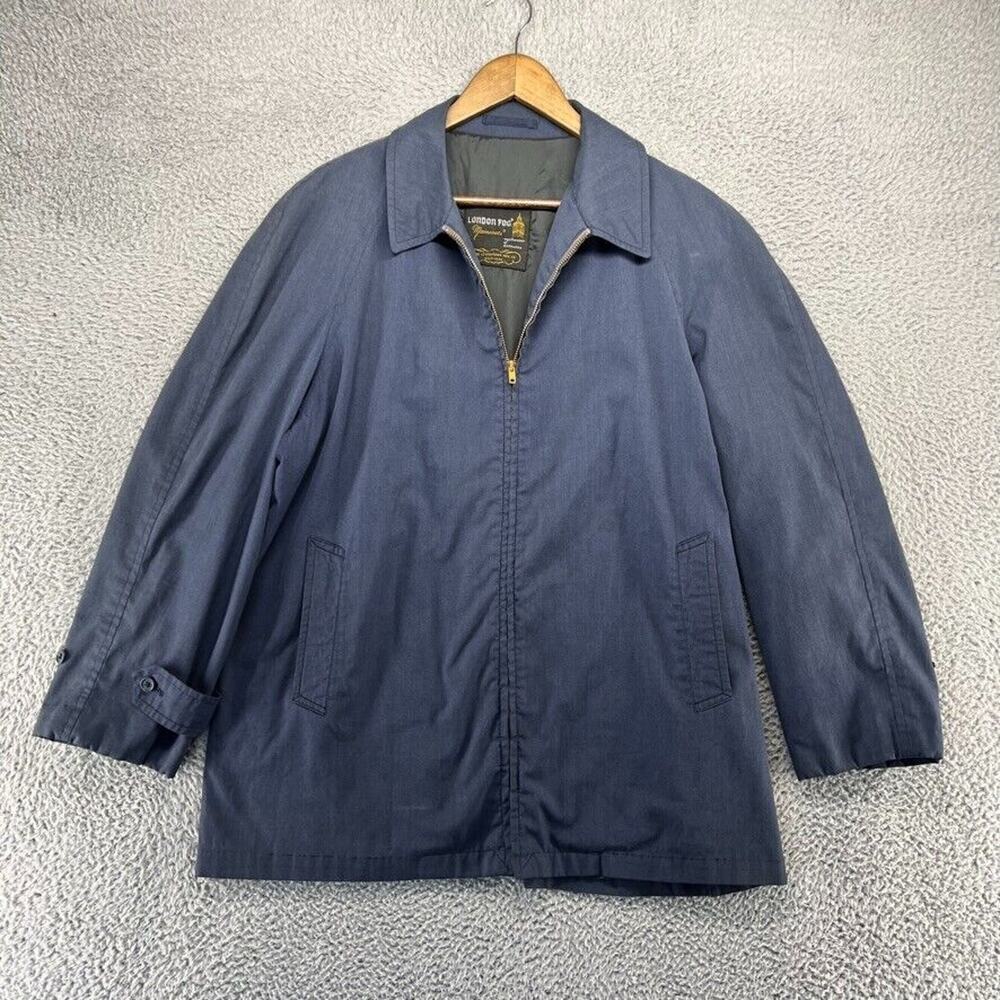 Vintage London Fog Bomber Jacket Men's 42 Blue Fa… - image 1
